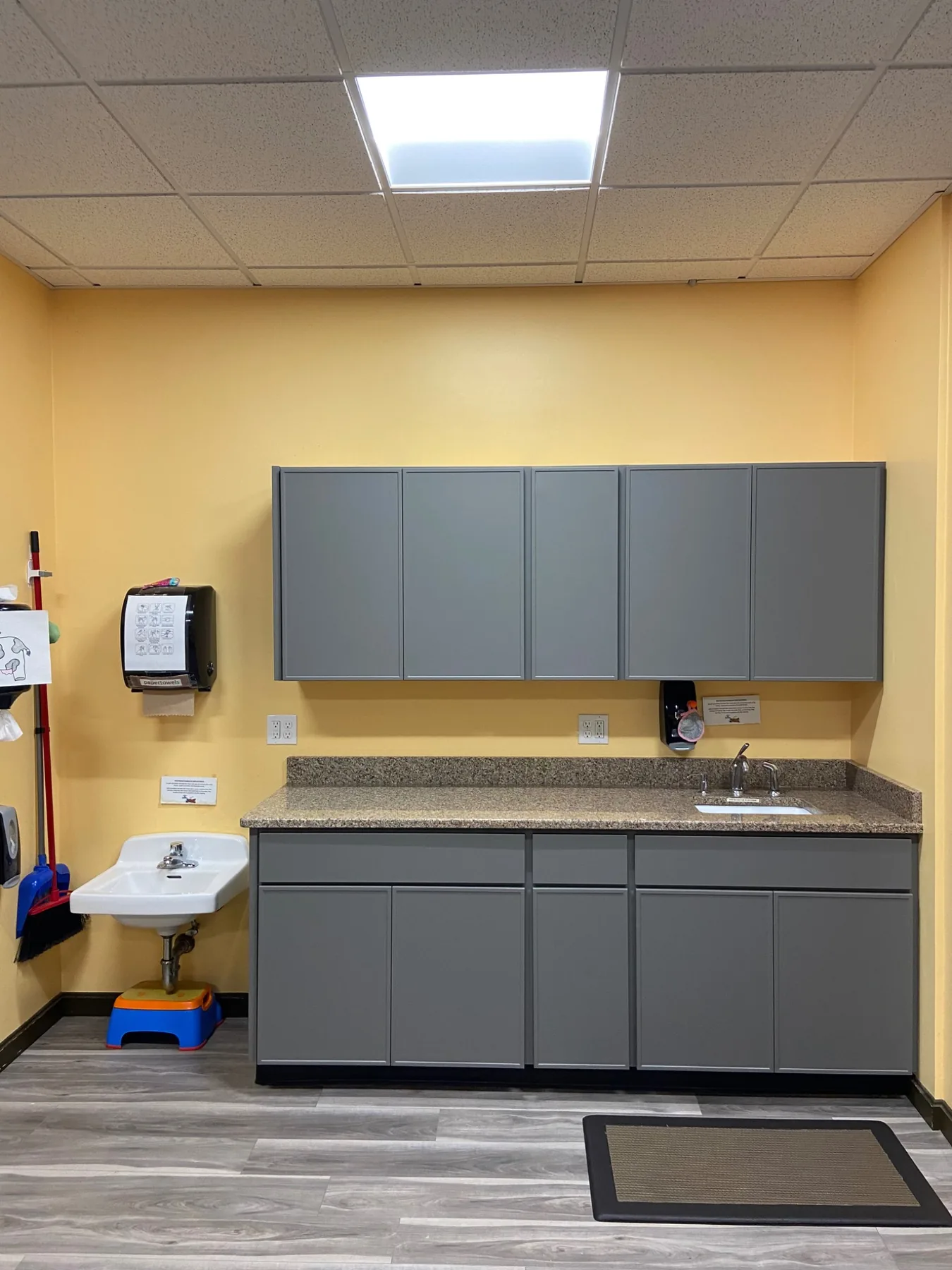 Completed commercial cabinet refacing in Auburn Massachusetts preschool